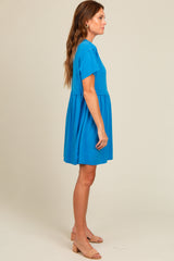 Royal Blue Cut Edge Short Sleeve Dress