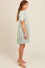 Sage Cut Edge Short Sleeve Dress