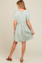 Sage Cut Edge Short Sleeve Maternity Dress