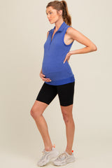 Royal Blue Half Zip Maternity Tank