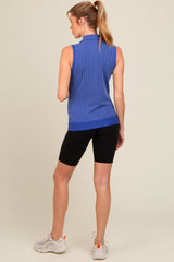 Royal Blue Half Zip Maternity Tank