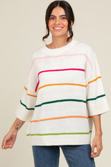 Ivory Multicolor Stripe Sweater Top