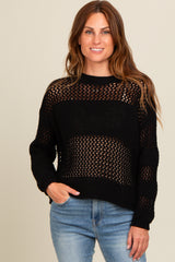 Black Striped Open Knit Sweater