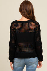 Black Striped Open Knit Sweater