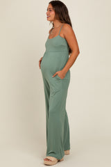 Light Olive Wide Leg Maternity Jumpsuit