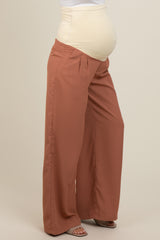 Rust Wide-Leg Maternity Trousers