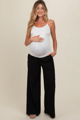 Black Wide-Leg Maternity Trousers