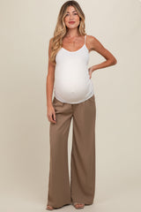 Taupe Wide-Leg Maternity Trousers