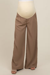 Taupe Wide-Leg Maternity Trousers