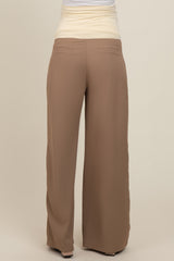 Taupe Wide-Leg Maternity Trousers