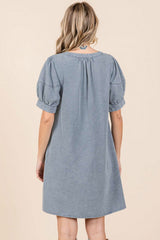 Blue Denim Pocketed Dress