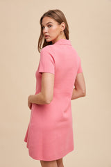 Pink Solid Collared Dress