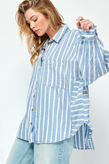 Blue Striped Front Pocket Shirt