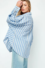 Blue Striped Front Pocket Shirt