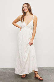 Ivory Floral Jacquard Crossback Maxi Dress