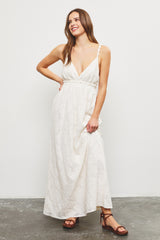 Ivory Floral Jacquard Crossback Maternity Maxi Dress