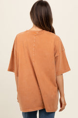 Camel Faded Wash Maternity Short Sleeve Top