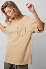 Yellow Faded Wash Maternity Short Sleeve Top