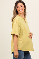 Lime Washed Cotton Jersey Oversized Maternity Top