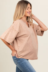 Mocha Washed Cotton Jersey Oversized Maternity Top