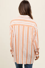 Peach Yarn Dye Stripe Button Down Maternity Top