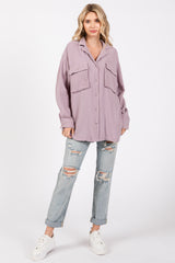 Lavender Cottom Gauze Button Down Shirt