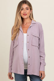 Lavender Cotton Gauze Button Down Maternity Shirt