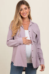 Lavender Cotton Gauze Button Down Maternity Shirt