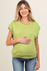 Light Olive Terry Raw Trim Maternity Top