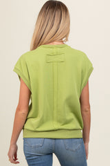 Light Olive Terry Raw Trim Maternity Top