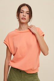 Orange Terry Raw Trim Top