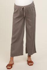 Taupe Front Tie Cropped Maternity Pants