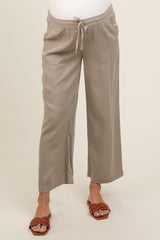 Light Olive Front Tie Cropped Maternity Pants