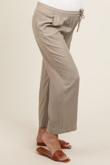 Light Olive Front Tie Cropped Maternity Pants