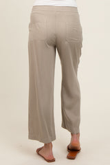 Light Olive Front Tie Cropped Maternity Pants