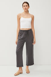 Charcoal Front Tie Cropped Pants