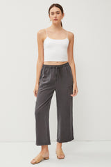 Charcoal Front Tie Cropped Maternity Pants