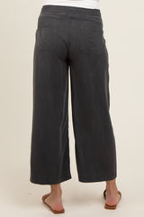 Charcoal Front Tie Cropped Maternity Pants