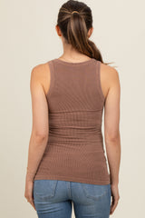 Mocha Sleeveless Ribbed Maternity Top