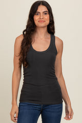 Charcoal Sleeveless Ribbed Top