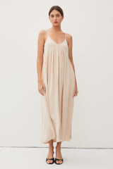 Beige Flowy Maternity Maxi Dress