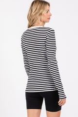 Black Striped Long Sleeve Ribbed Top