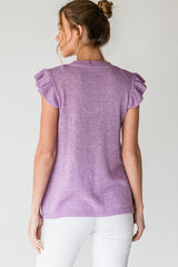 Lavender Ruffle Short Sleeve Top