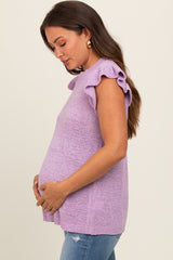 Lavender Ruffle Short Sleeve Maternity Top