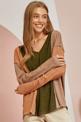 Mocha Multi Color Block Tunic Top