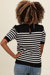 Black Striped Short Sleeve Knit Top