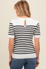 Ivory Striped Short Sleeve Knit Maternity Top