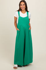 Green Pocket Front Maternity Wide Leg Jumpsuit