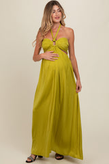 Lime Halter Cutout Maternity Maxi Dress