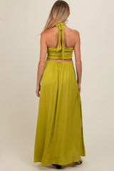 Lime Halter Cutout Maternity Maxi Dress